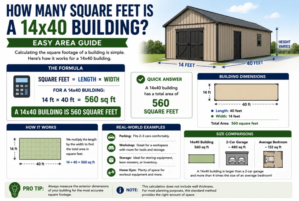 how many square feet is a 14x40 building