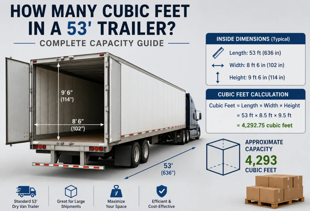 how many cubic feet in a 53' trailer