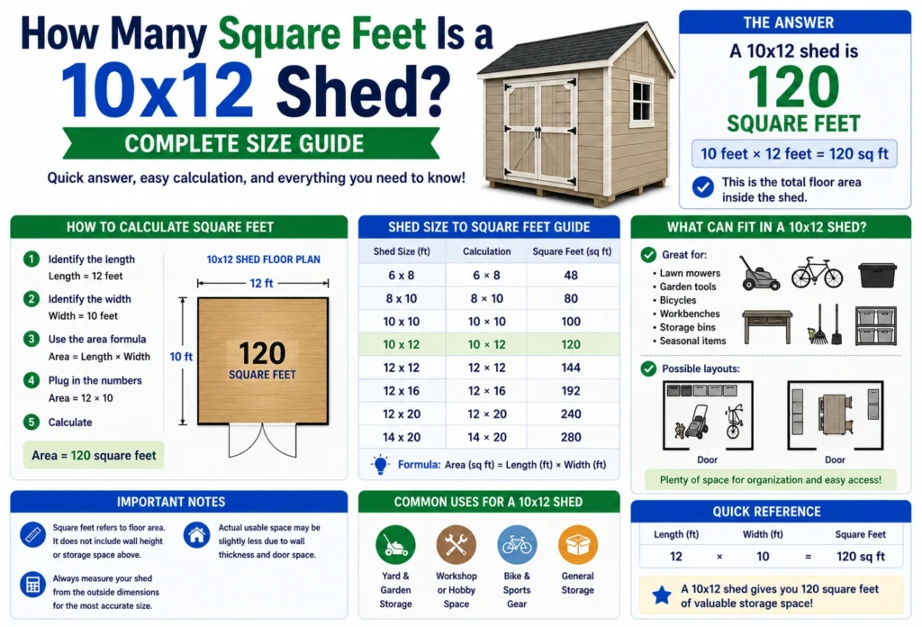how many square feet is a 10x12 shed