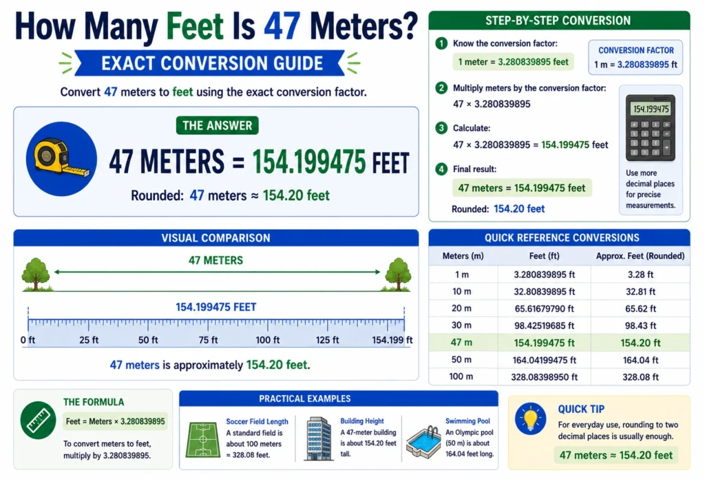how many feet is 47 meters