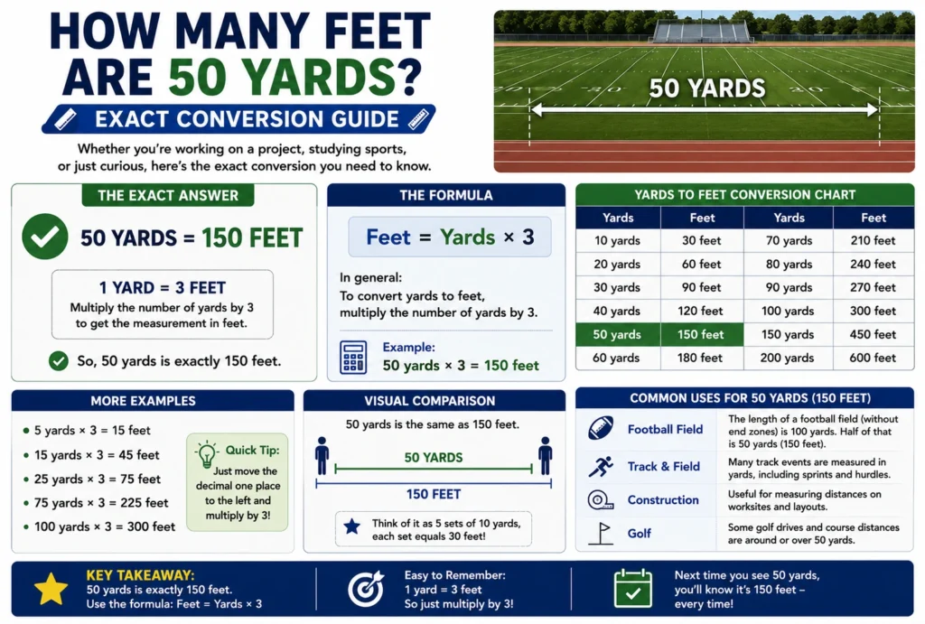 how many feet are 50 yards
