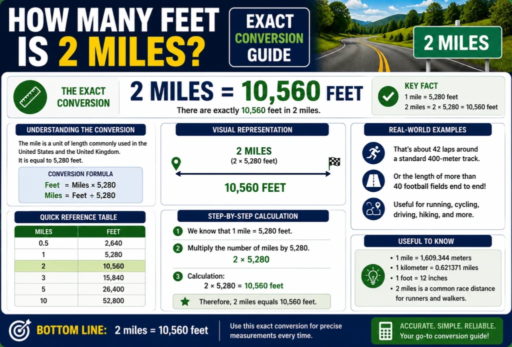 how many feet is 2 mi