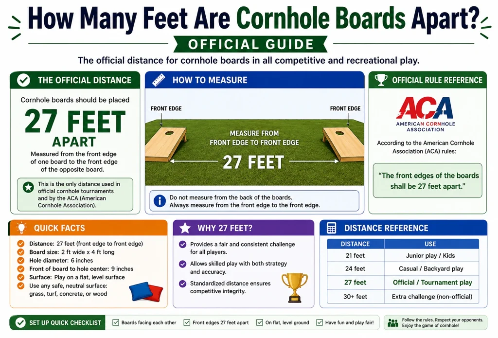 how many feet are cornhole boards apart