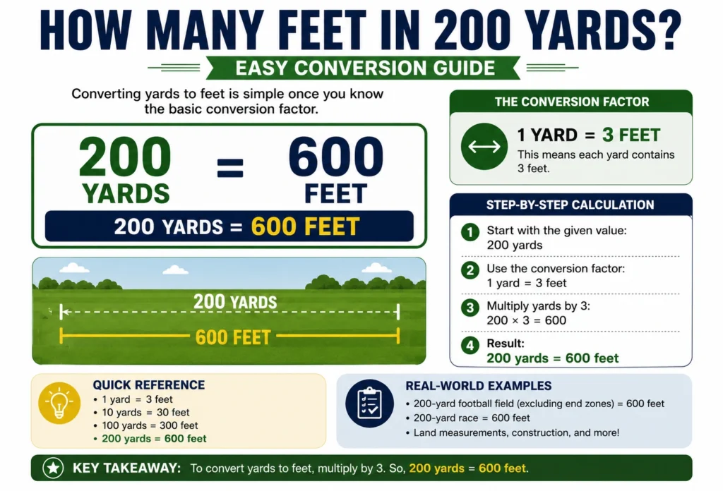 how many feet in 200 yards