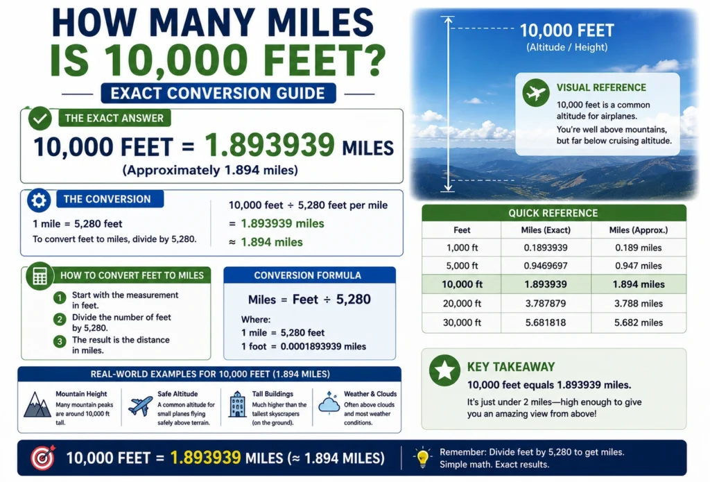how many miles is 10,000 feet