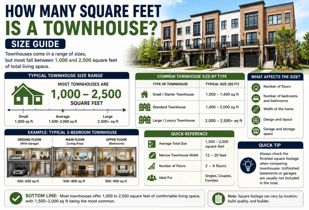 how many square feet is a townhouse