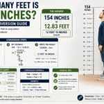 how many feet is 154 inches