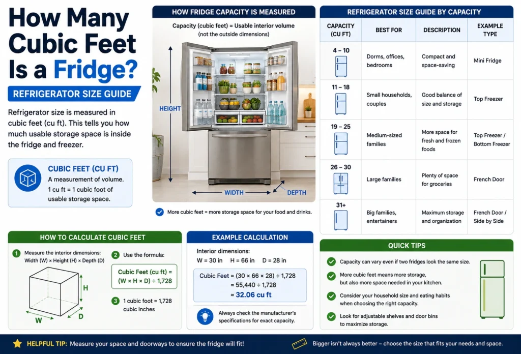 how many cubic feet is a fridge