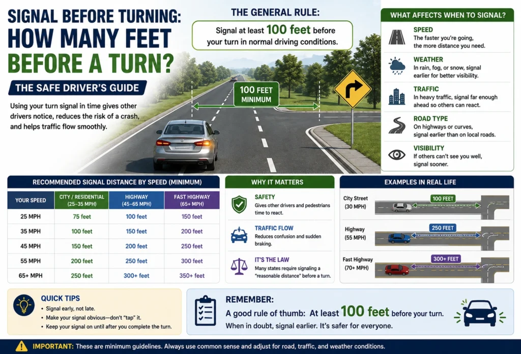 signal before turning how many feet