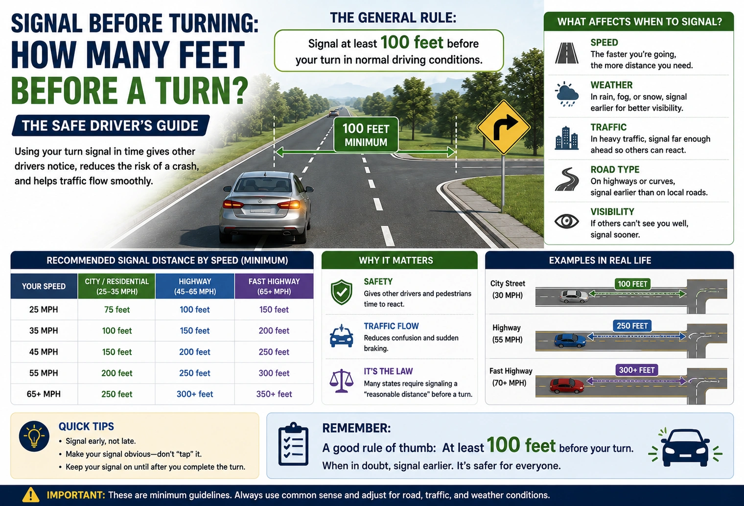 signal before turning how many feet