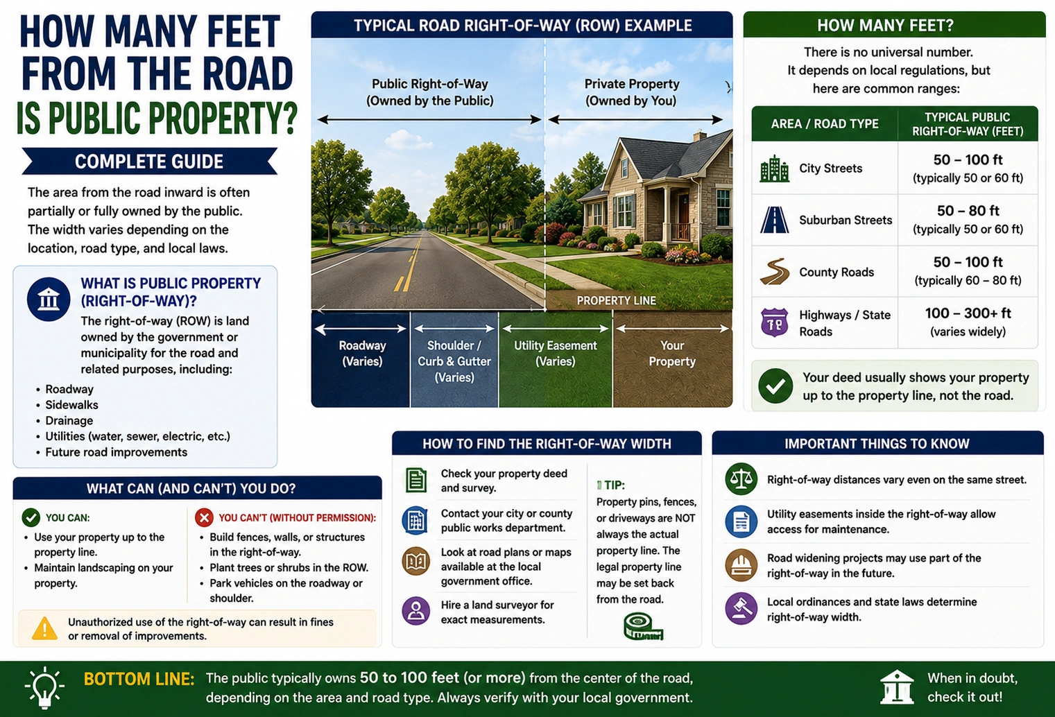 how many feet from the road is public property