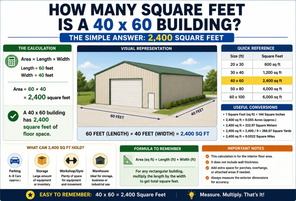 how many square feet is a 40 x 60 building