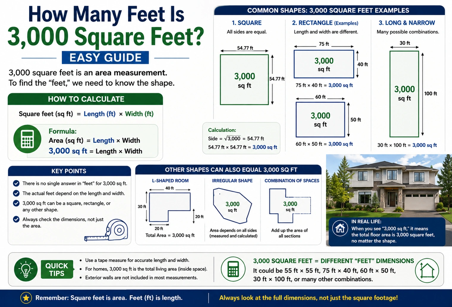 How Many Feet Is 3,000 Square Feet
