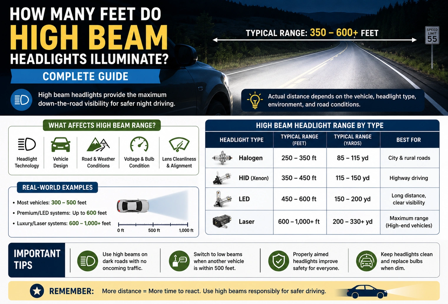 How Many Feet Do High Beam Headlights Illuminate