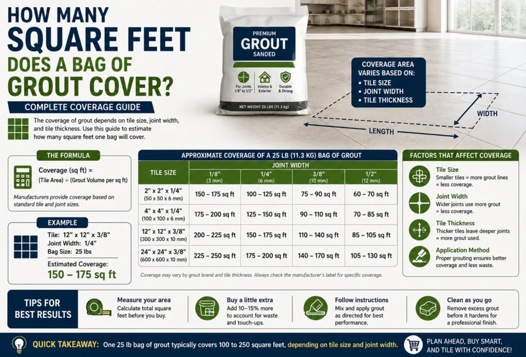 how many square feet does a bag of grout cover