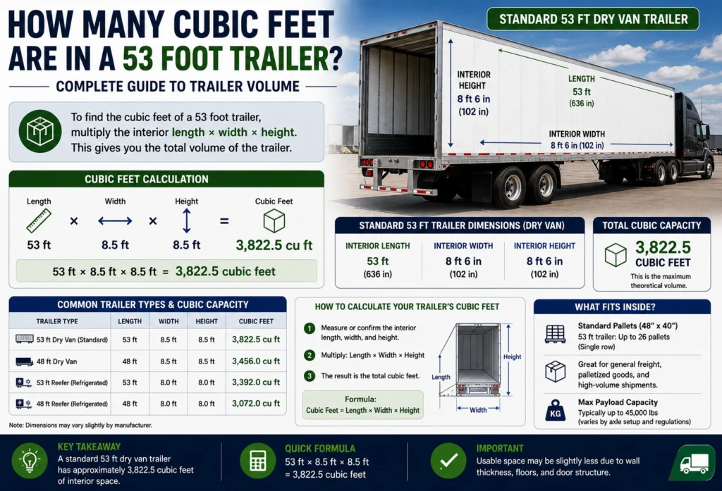 how many cubic feet are in a 53 foot trailer