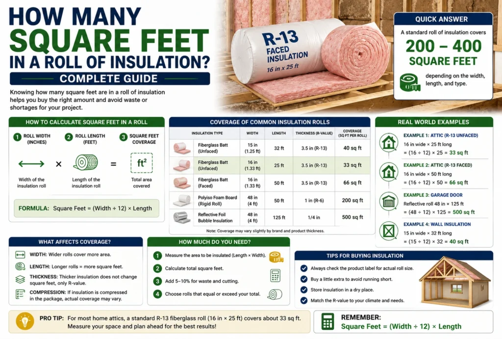 how many square feet are in a roll of insulation