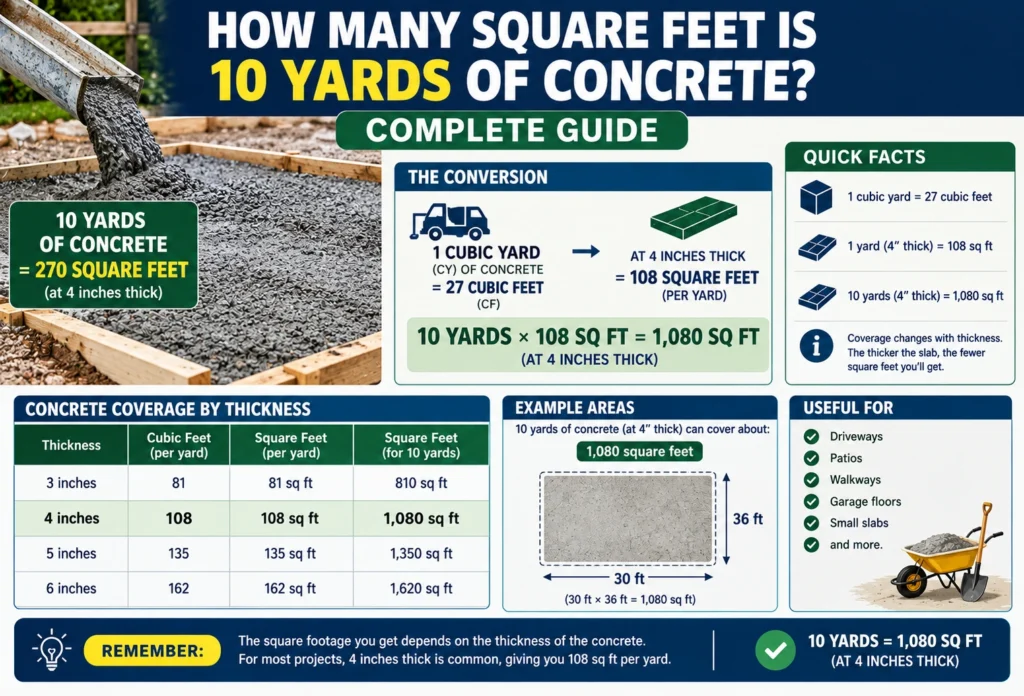 How Many Square Feet Is 10 Yards of Concrete?