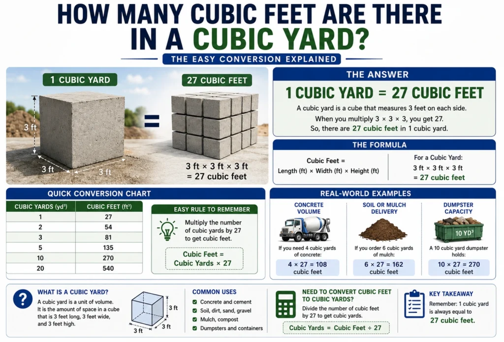 how many cubic feet are there in a cubic yard?