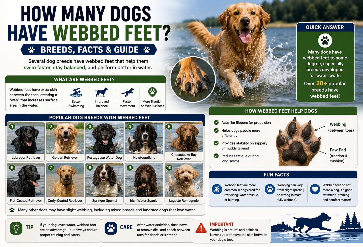 how many dogs have webbed feet