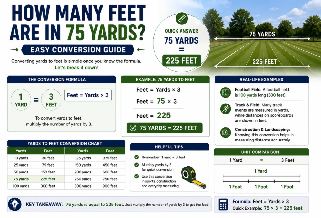 how many feet are in 75 yards
