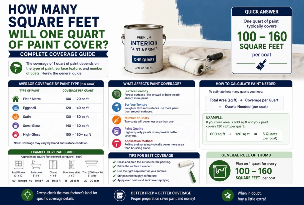 how many square feet will one quart of paint cover