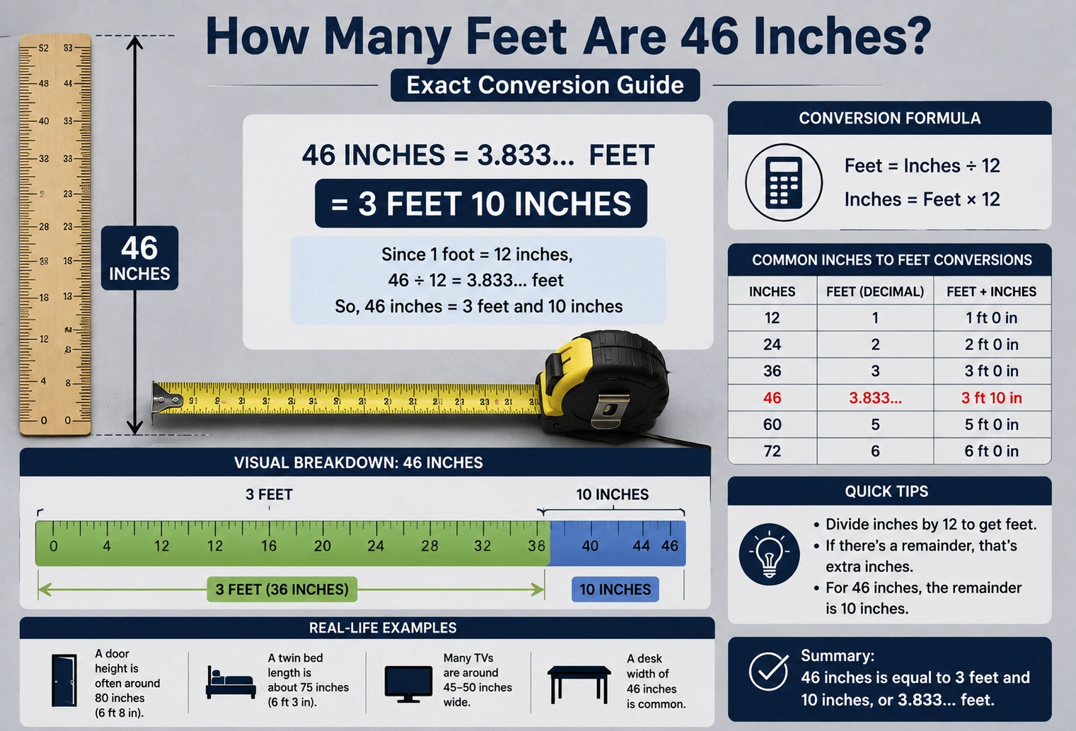 How Many Feet Are 46 Inches