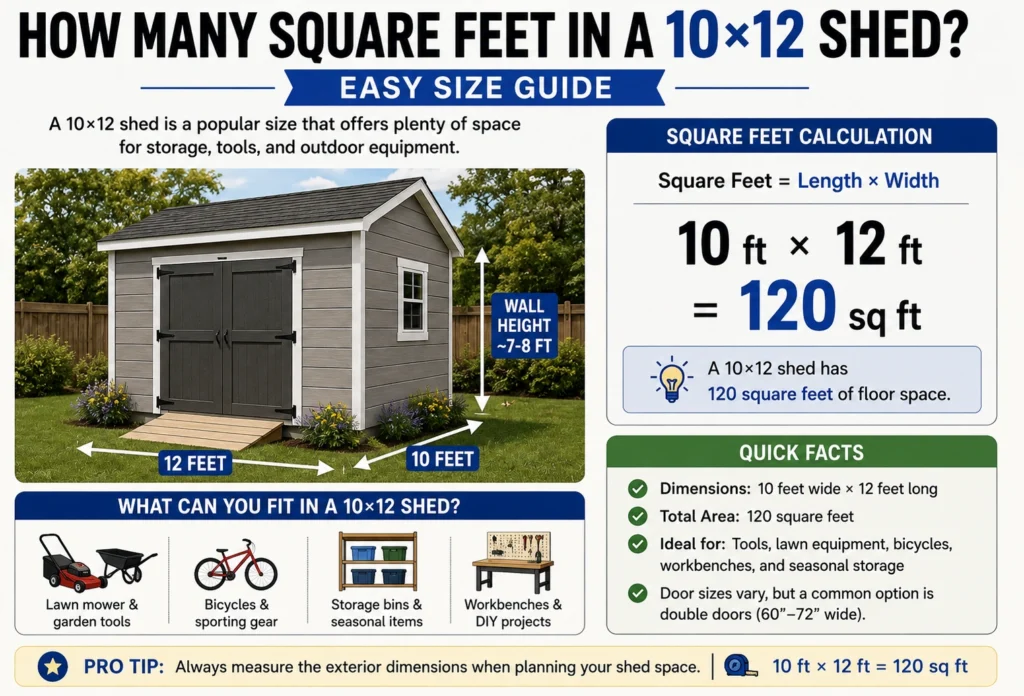 how many square feet are in a 10×12 shed