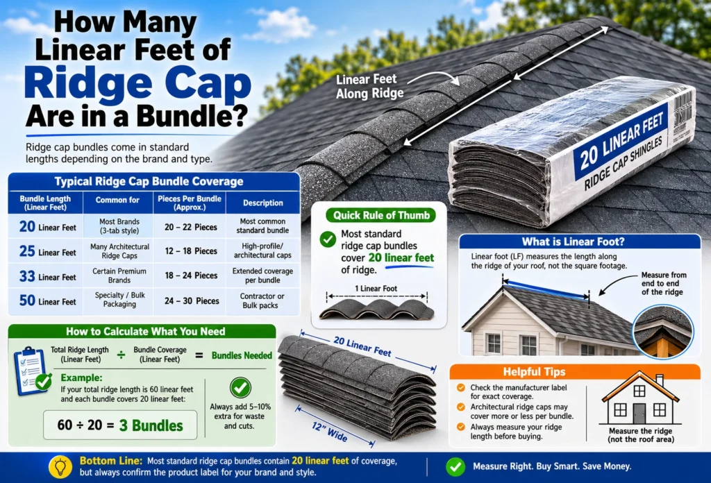 how many linear feet of ridge cap are in a bundle