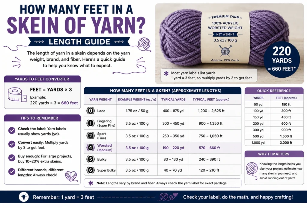 how many feet in a skein of yarn
