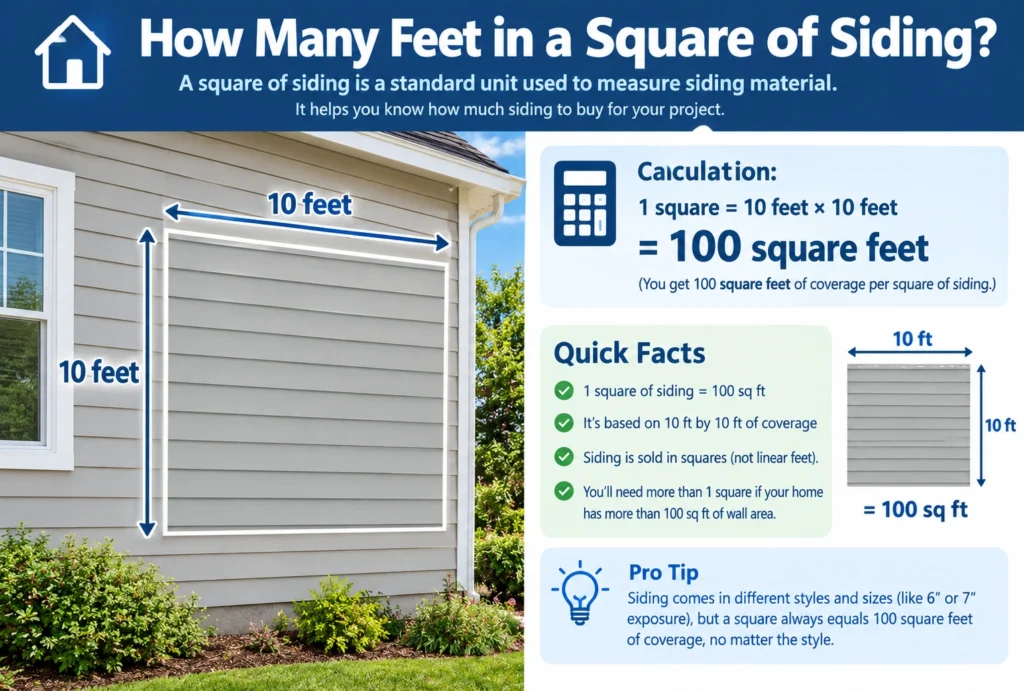 how many feet are in a square of siding