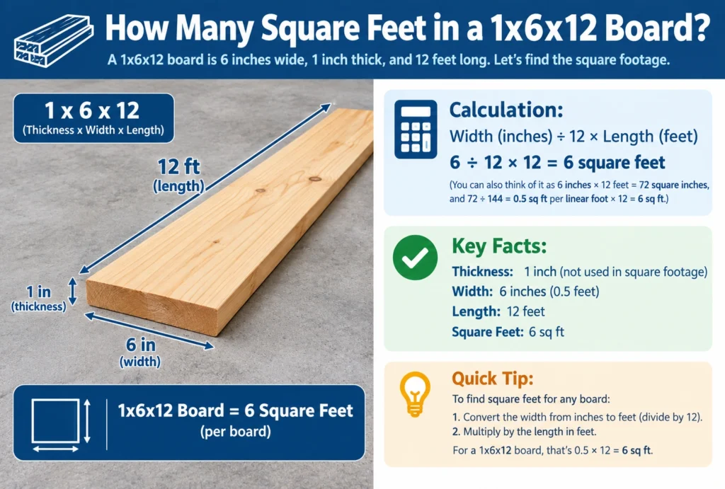 How Many Square Feet in a 1x6x12 Board