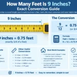 how many feet is 9 inches