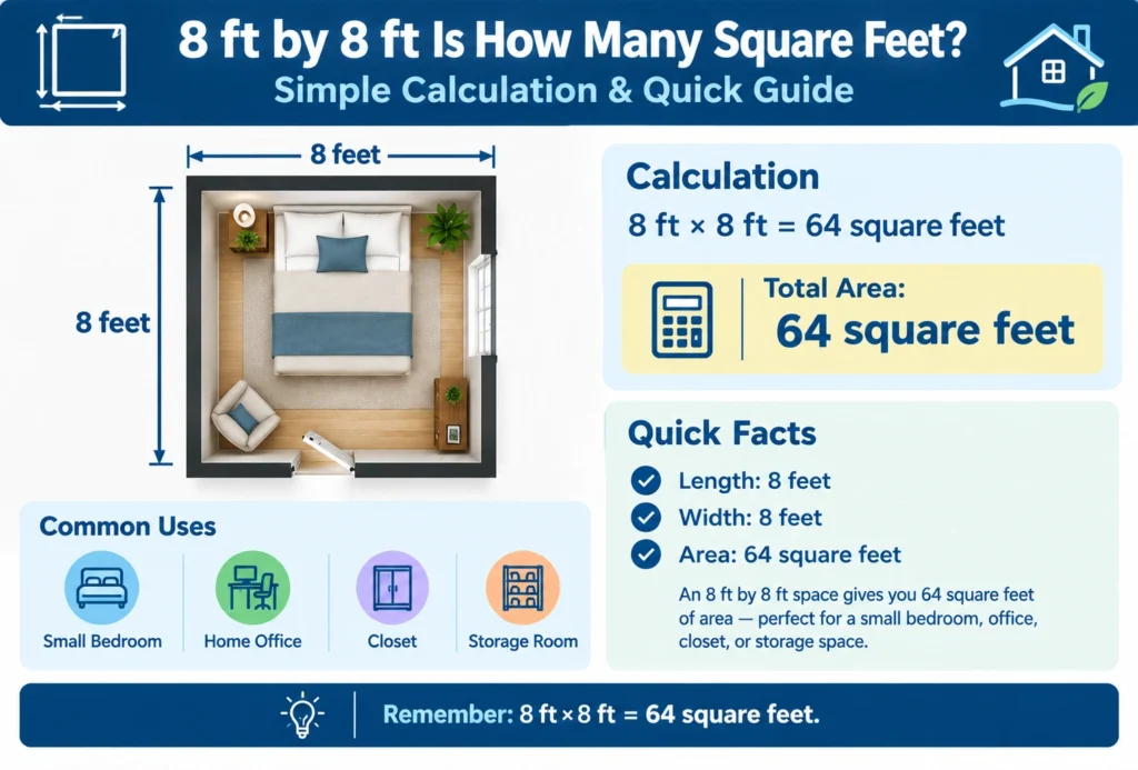 8 ft by 8 ft is how many square feet
