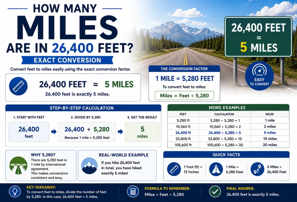 how many miles are in 26400 feet