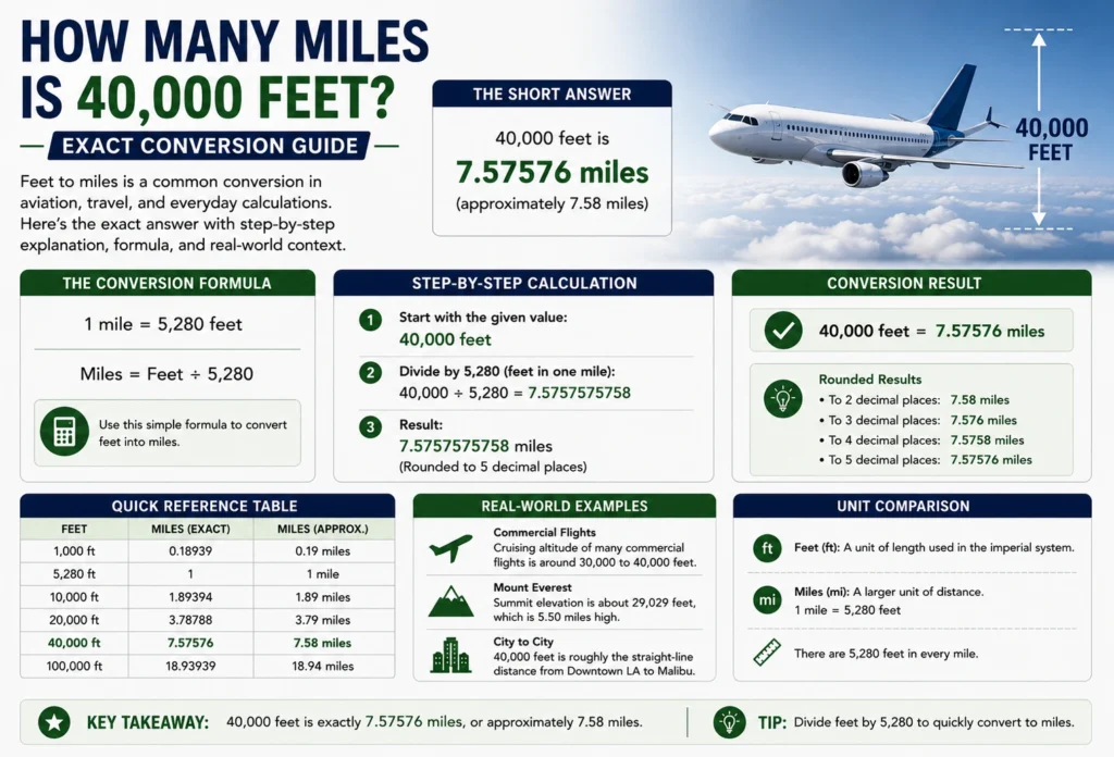 how many miles is 40,000 feet