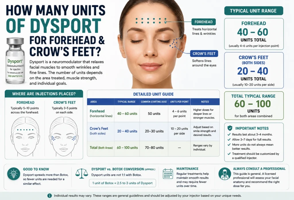 How Many Units of Dysport for Forehead & Crow's Feet