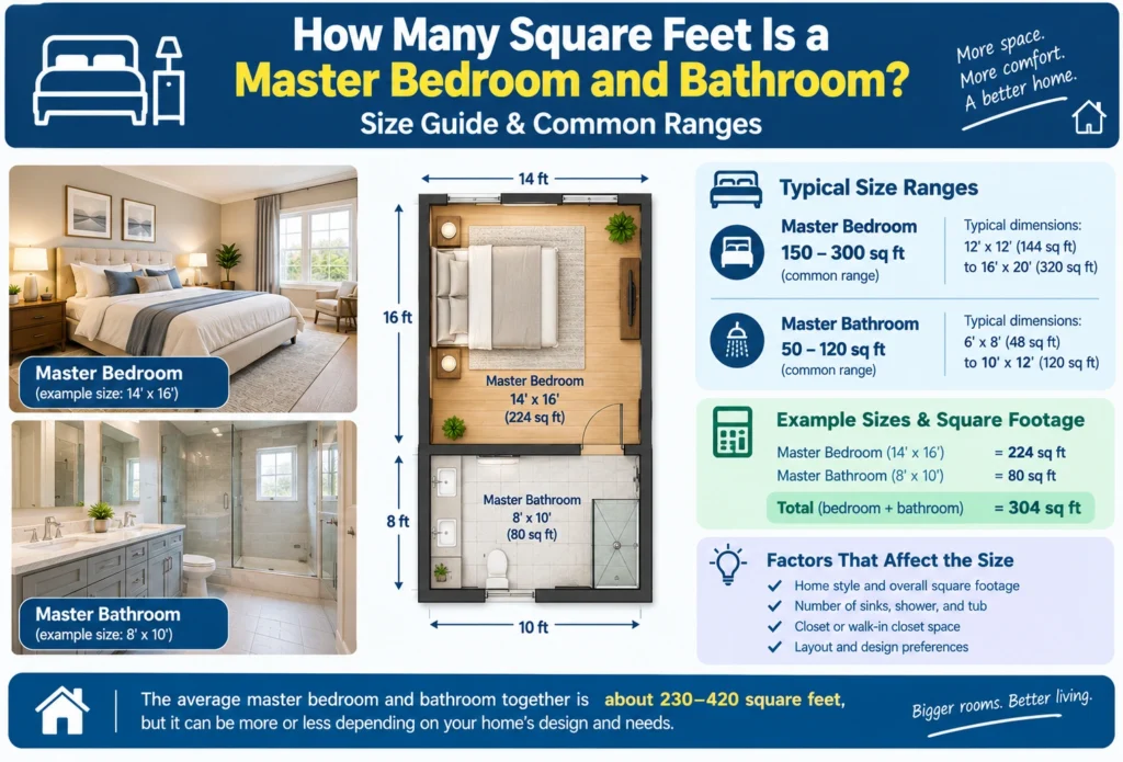 How Many Square Feet Is a Master Bedroom and Bathroom