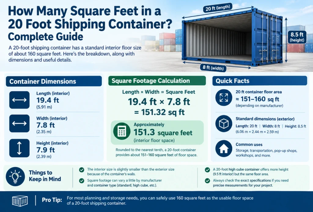 How Many Square Feet in a 20 Foot Shipping Container