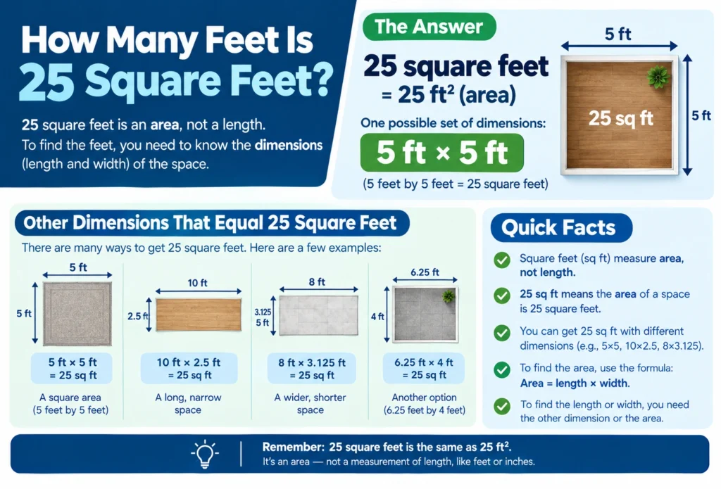 how many feet is 25 square feet