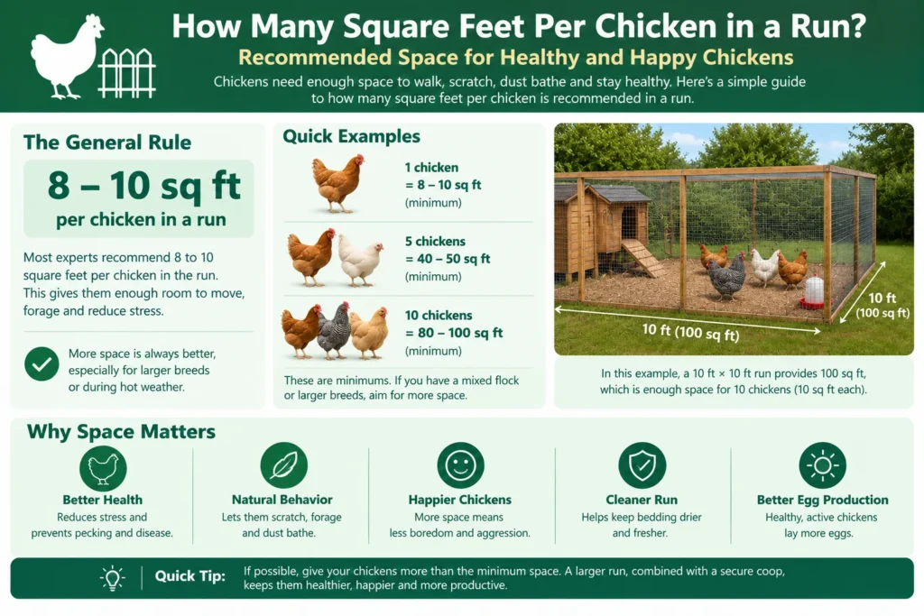 how many square feet per chicken in a run