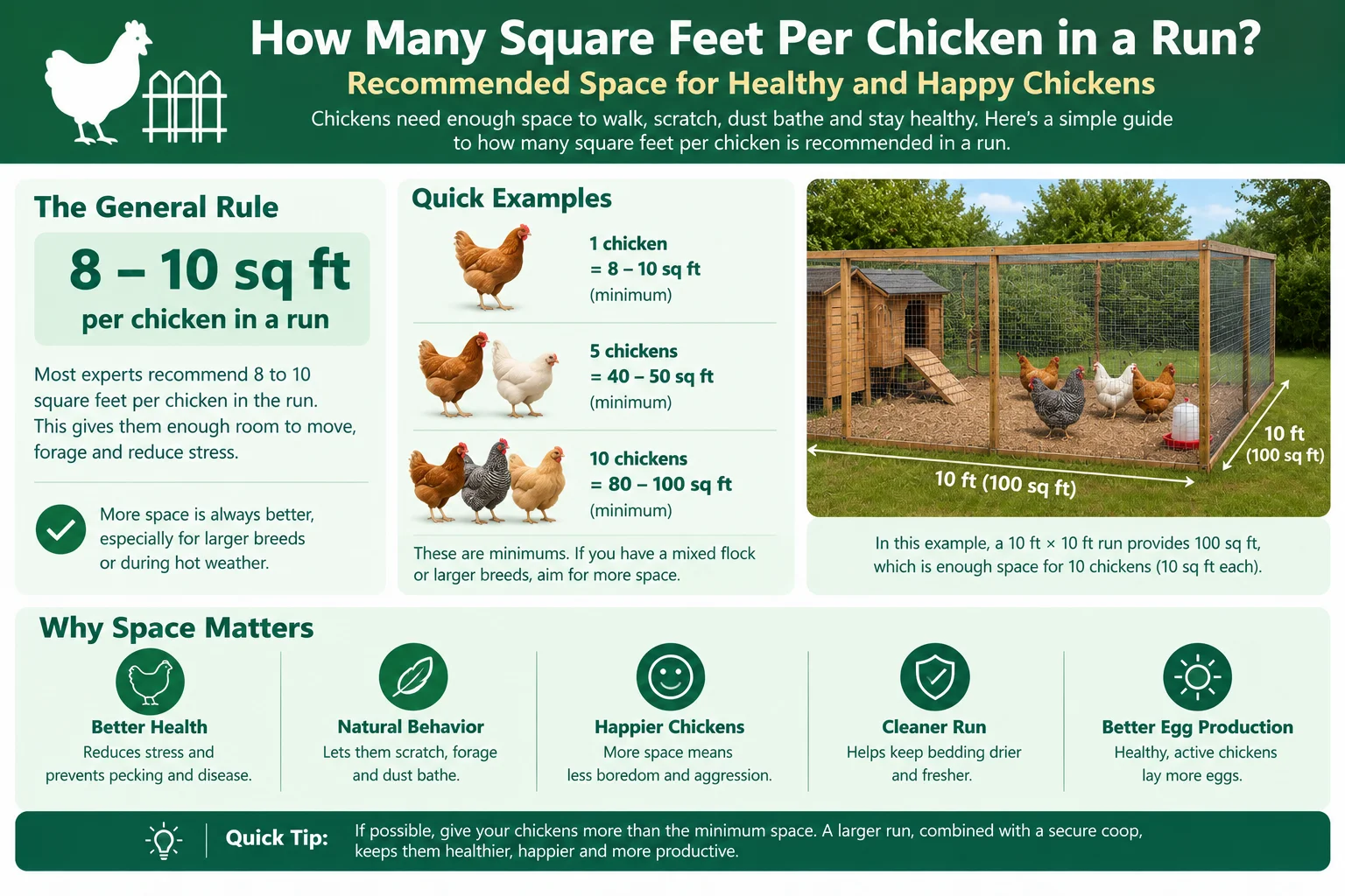 how many square feet per chicken in a run