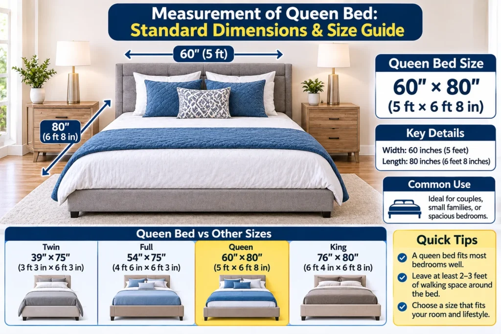 measurement of queen bed